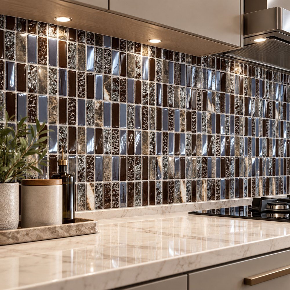 Chocolate Brown Textured Glass Mosaic Tiles TQ36-FF6020