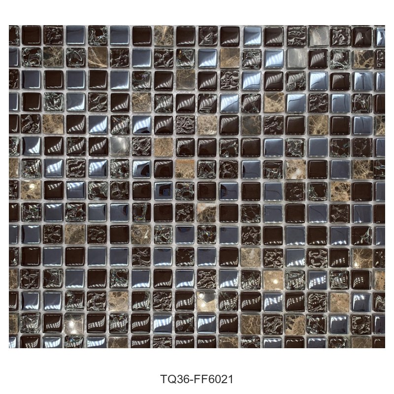 Brown Silver Mix Textured Glass Mosaic Tiles TQ36-FF6021