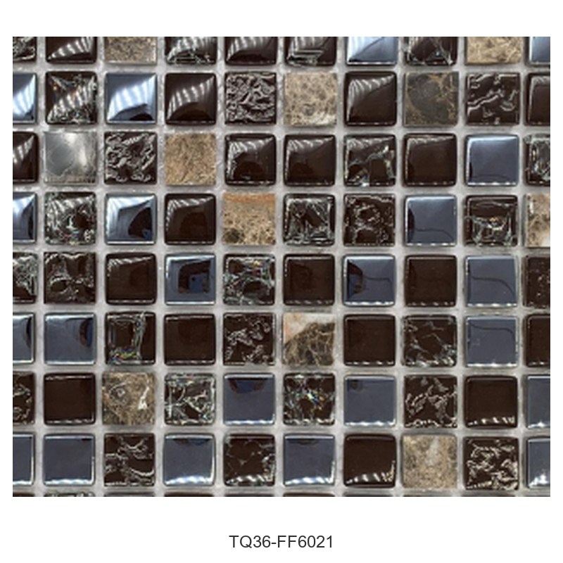 Brown Silver Mix Textured Glass Mosaic Tiles TQ36-FF6021