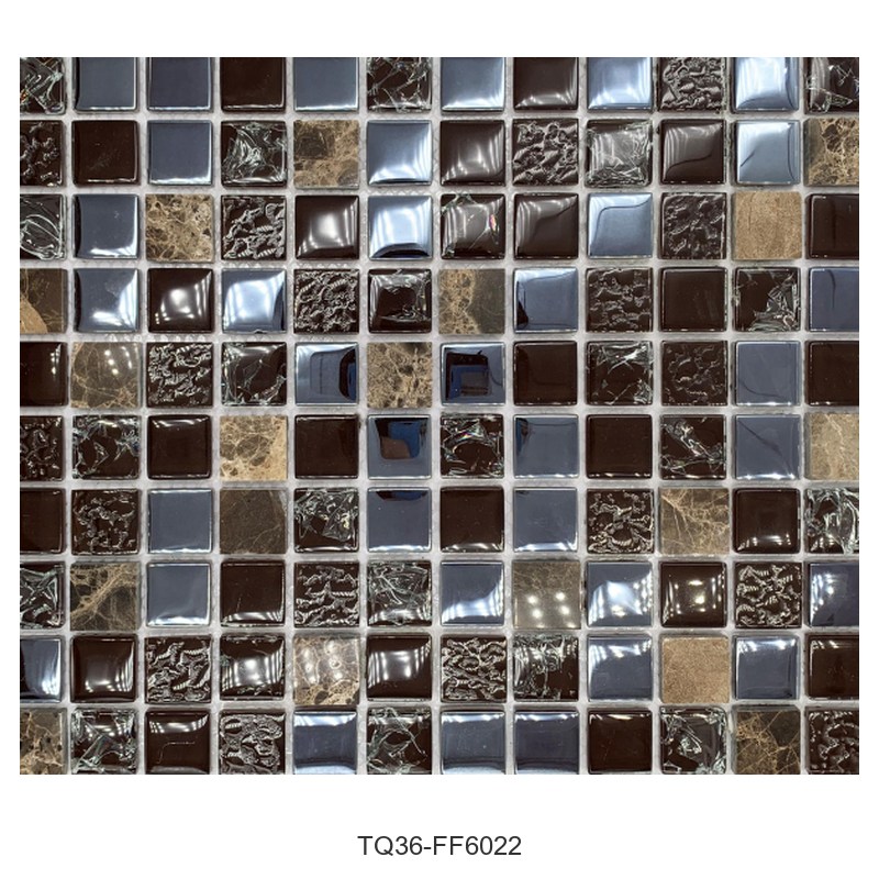 Brown Black Mix Textured Glass Mosaic Tiles TQ36-FF6022
