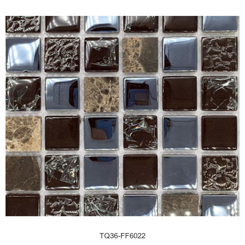 Brown Black Mix Textured Glass Mosaic Tiles TQ36-FF6022