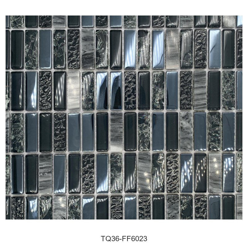 Graphite Grey Textured Glass Mosaic Tiles TQ36-FF6023