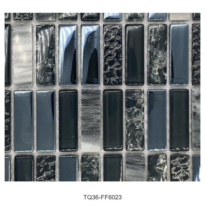 Graphite Grey Textured Glass Mosaic Tiles TQ36-FF6023
