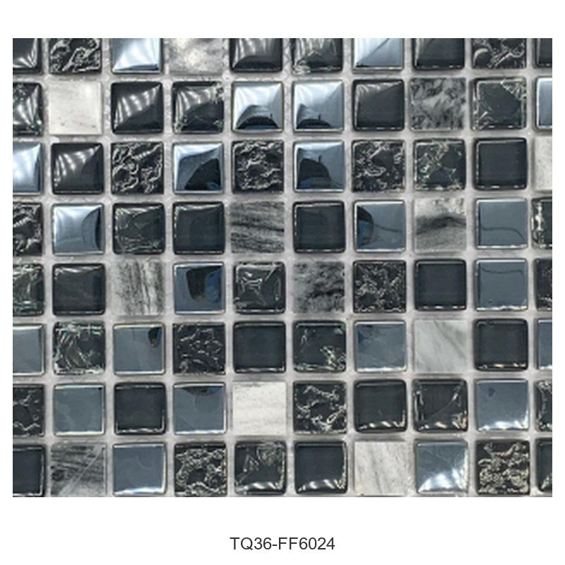 Charcoal Silver Mix Textured Glass Mosaic Tiles TQ36-FF6024