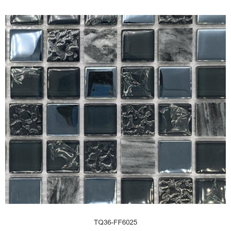 Graphite Mix Textured Glass Mosaic Tiles TQ36-FF6025