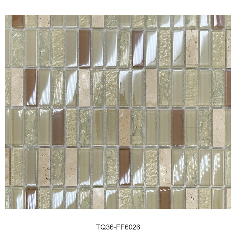 Champagne Beige Textured Glass Mosaic Tiles TQ36-FF6026