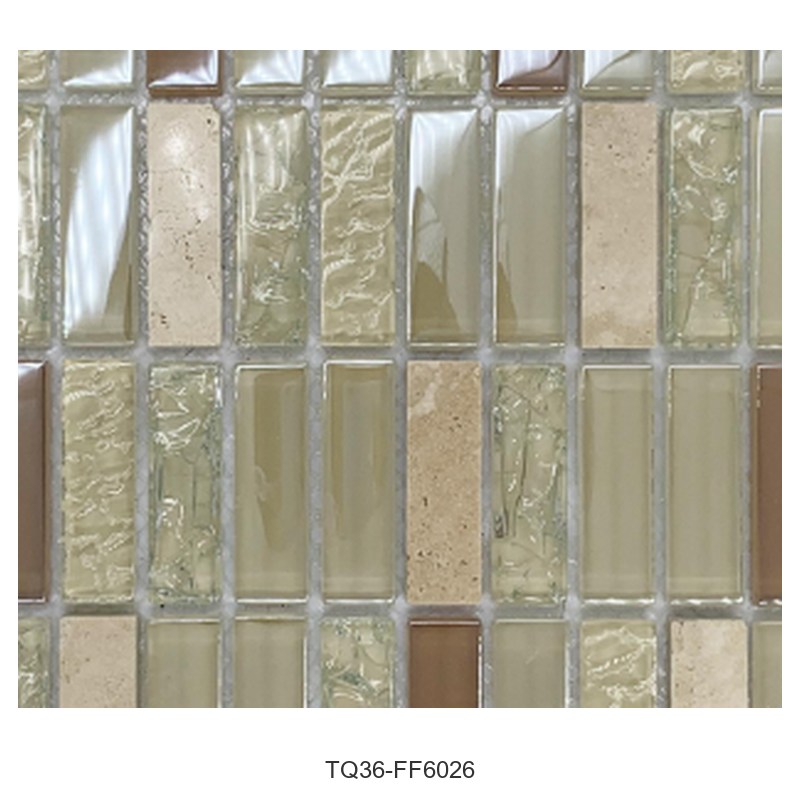 Champagne Beige Textured Glass Mosaic Tiles TQ36-FF6026