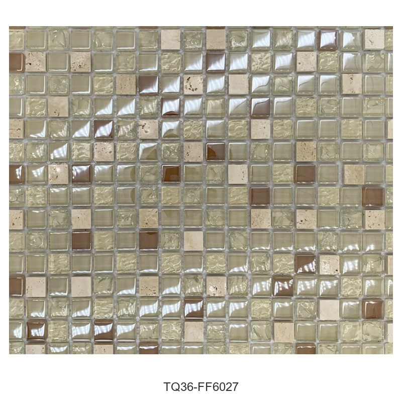 Cream Beige Textured Glass Mosaic Tiles TQ36-FF6027