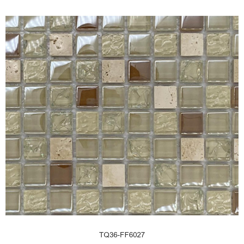 Cream Beige Textured Glass Mosaic Tiles TQ36-FF6027