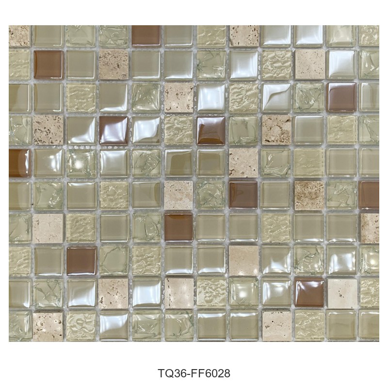 Beige Brown Mix Textured Glass Mosaic Tiles TQ36-FF6028
