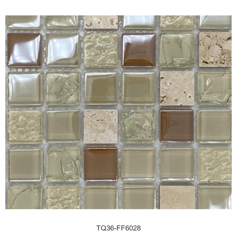 Beige Brown Mix Textured Glass Mosaic Tiles TQ36-FF6028