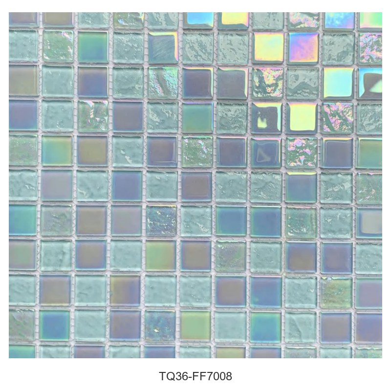 Pale Aqua Iridescent Glass Mosaic Tiles TQ36-FF7008