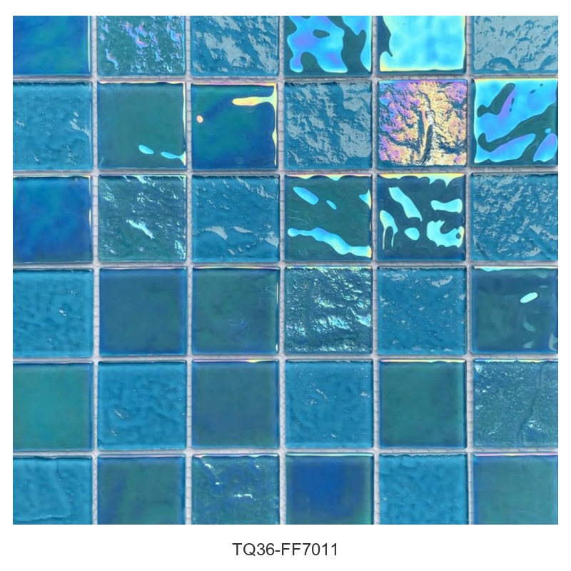 Teal Iridescent Glass Mosaic Tiles TQ36-FF7011