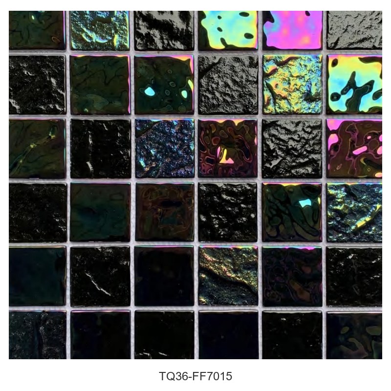 Black Iridescent Glass Mosaic Tiles TQ36-FF7015