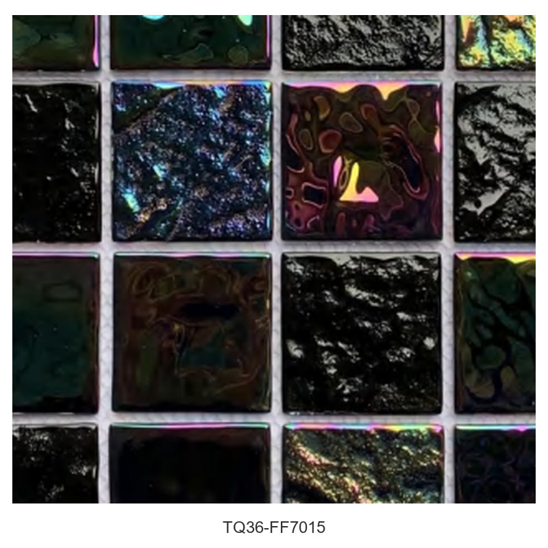 Black Iridescent Glass Mosaic Tiles TQ36-FF7015