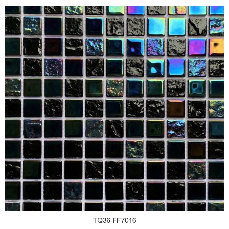 Black Iridescent Glass Mosaic Tiles TQ36-FF7016