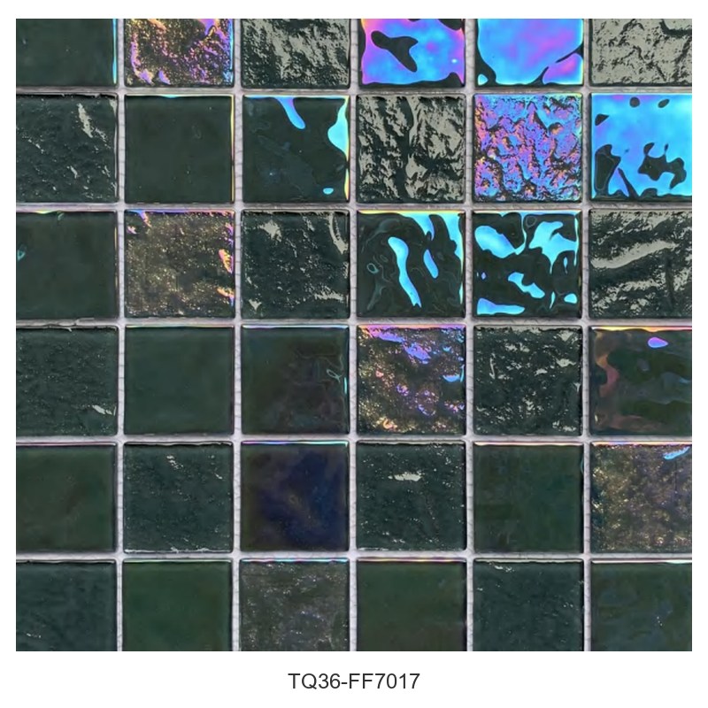 Deep Green Iridescent Glass Mosaic Tiles TQ36-FF7017
