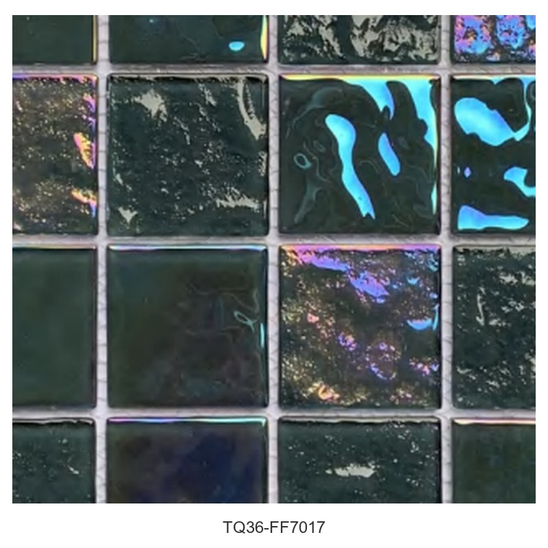 Deep Green Iridescent Glass Mosaic Tiles TQ36-FF7017