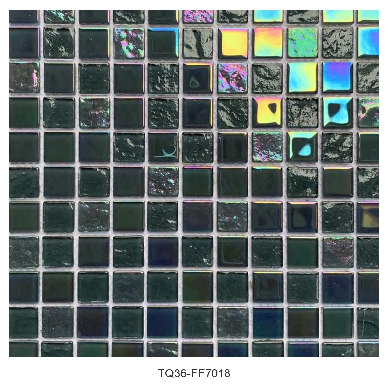 Deep Green Iridescent Glass Mosaic Tiles TQ36-FF7018