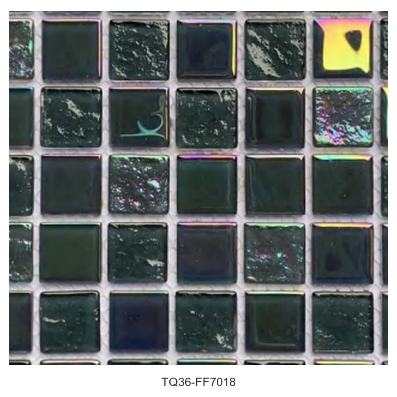 Deep Green Iridescent Glass Mosaic Tiles TQ36-FF7018