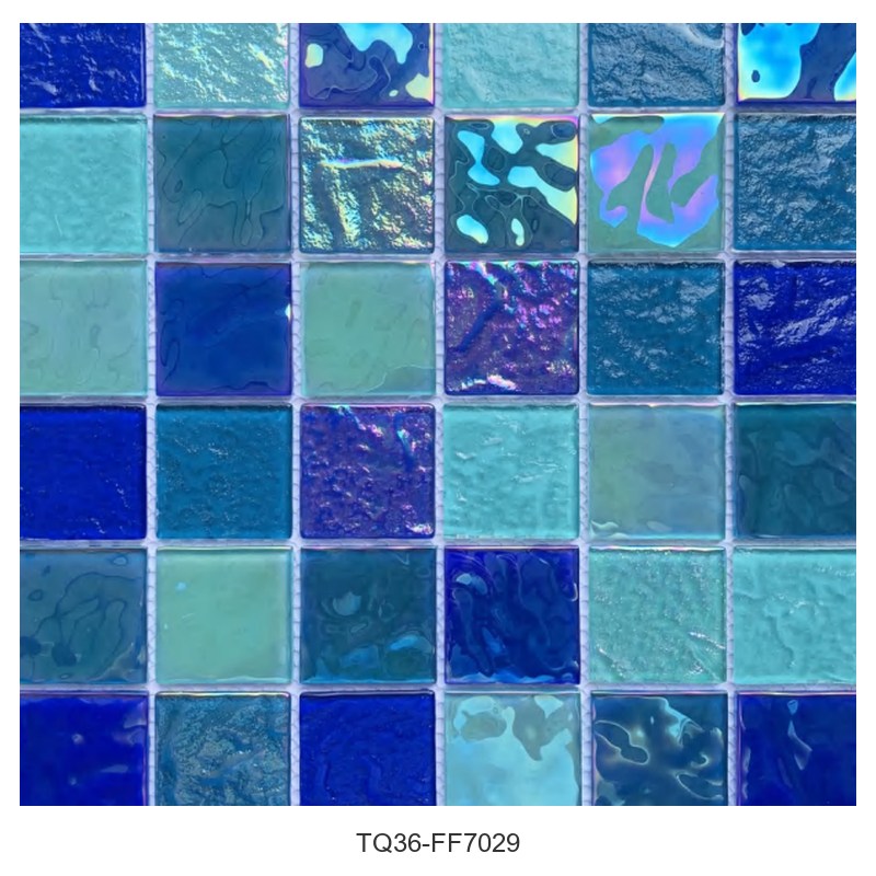 Blue Aqua Mix Iridescent Glass Mosaic Tiles TQ36-FF7029