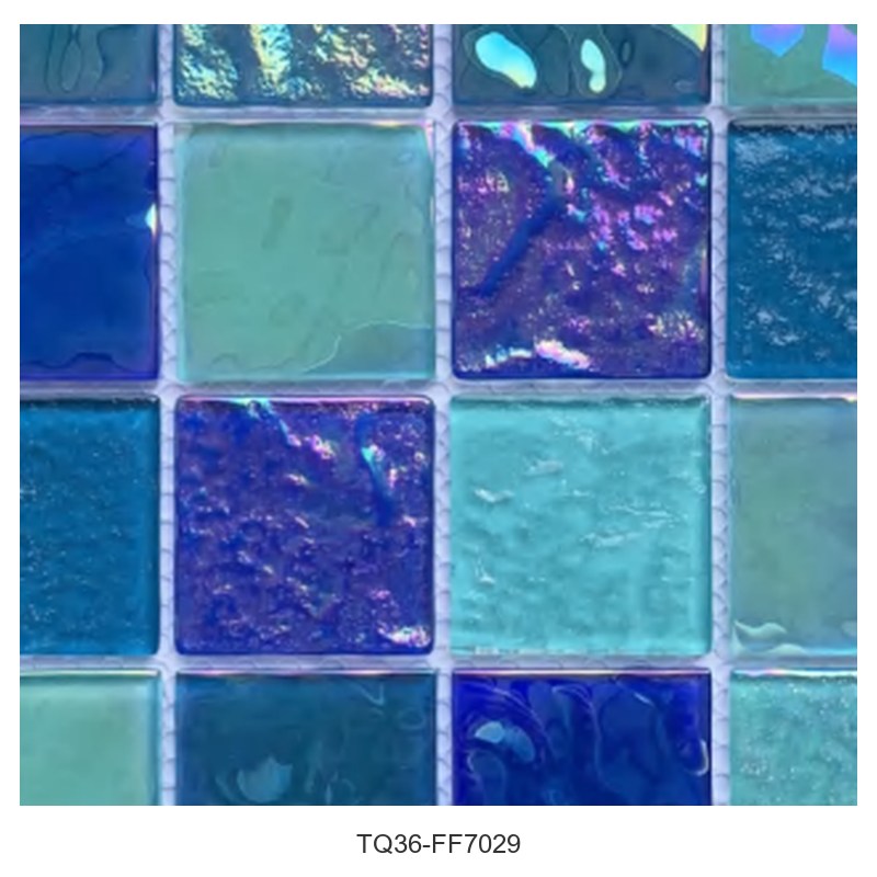 Blue Aqua Mix Iridescent Glass Mosaic Tiles TQ36-FF7029