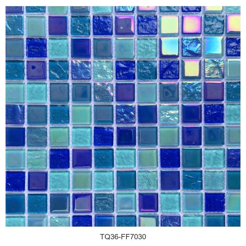 Blue Aqua Mix Iridescent Glass Mosaic Tiles TQ36-FF7030