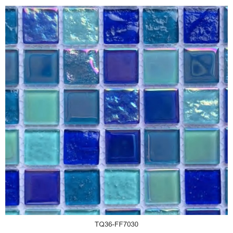 Blue Aqua Mix Iridescent Glass Mosaic Tiles TQ36-FF7030