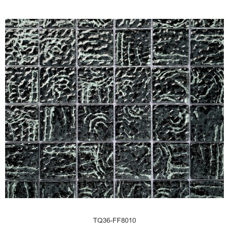 Black Silver Textured Glass Mosaic Tiles TQ36-FF8010