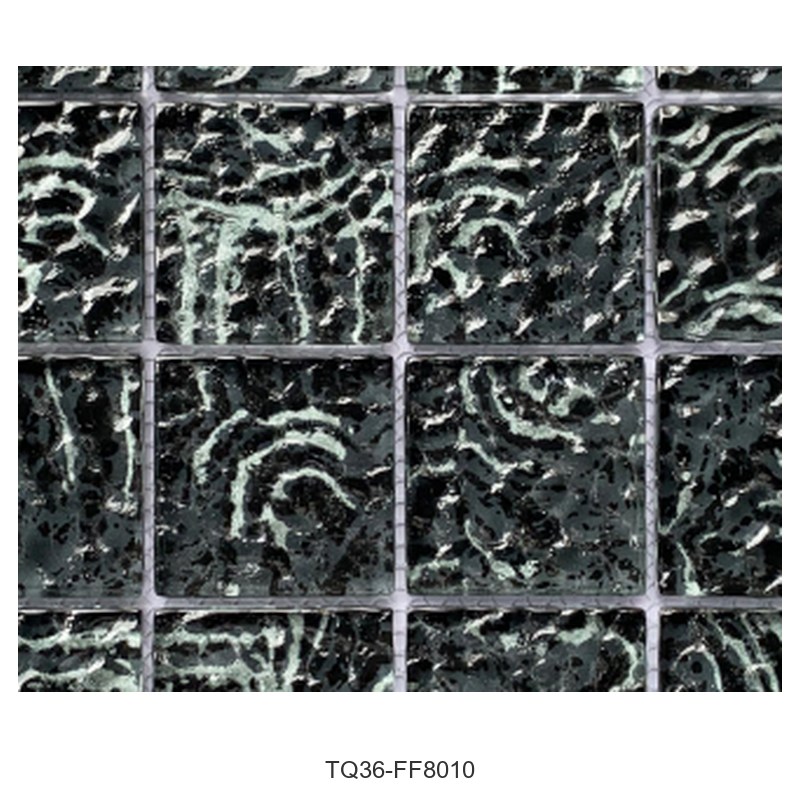 Black Silver Textured Glass Mosaic Tiles TQ36-FF8010