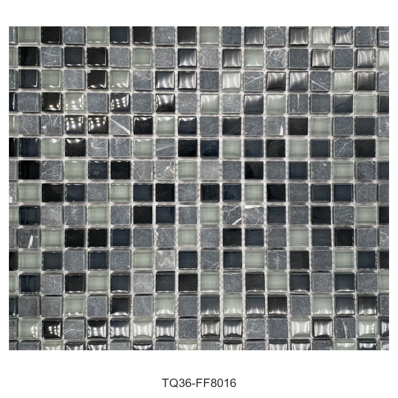 Grey Mix Textured Glass Mosaic Tiles TQ36-FF8016