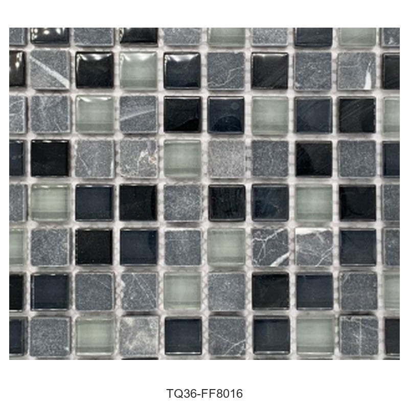 Grey Mix Textured Glass Mosaic Tiles TQ36-FF8016