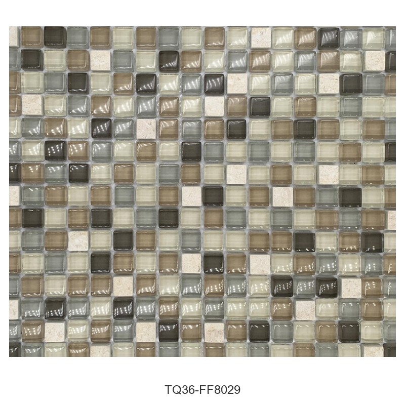 Champagne Beige Textured Glass Mosaic Tiles TQ36-FF8029