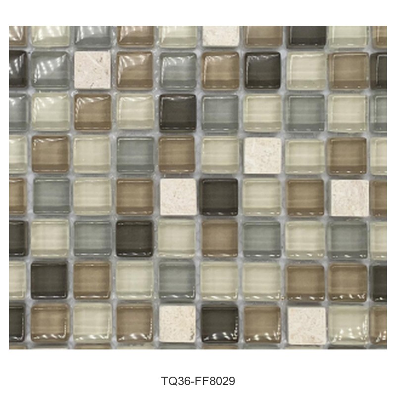 Champagne Beige Textured Glass Mosaic Tiles TQ36-FF8029