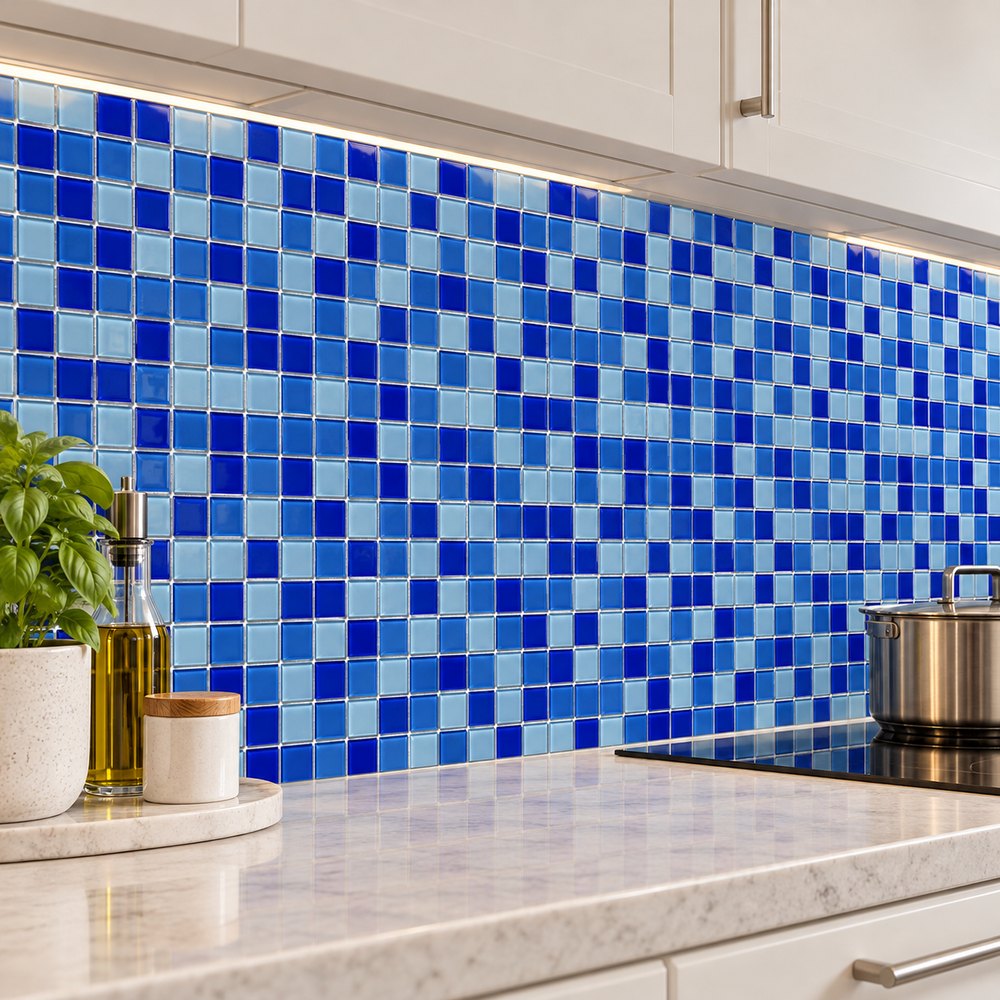 Blue Mix Classic Glass Mosaic Tiles TQ36-SL0071