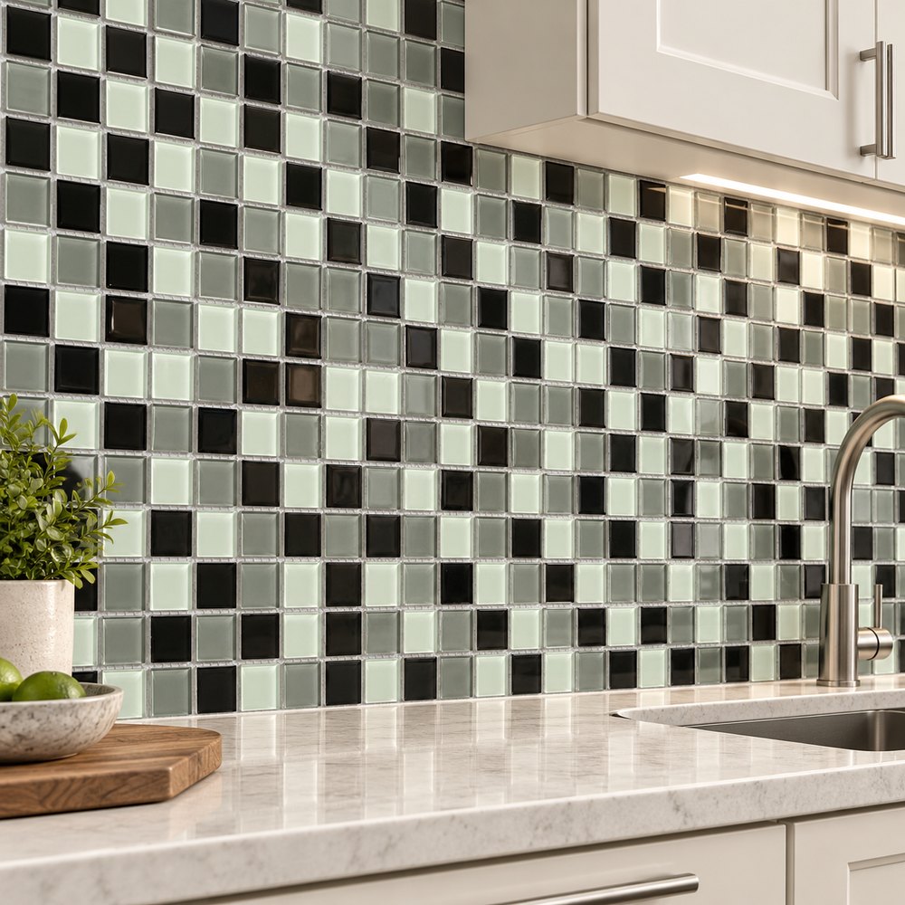 Grey Black Mix Classic Glass Mosaic Tiles TQ36-SL0072