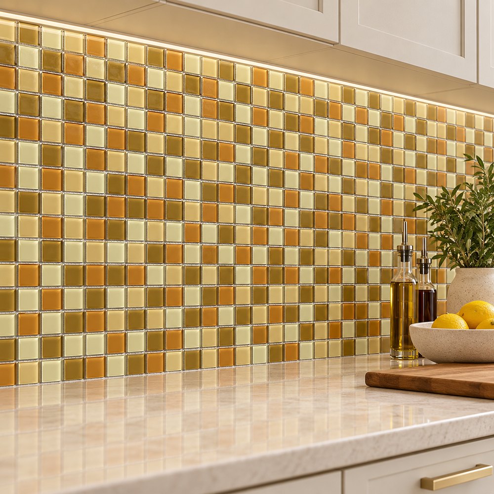 Amber Gold Mix Classic Glass Mosaic Tiles TQ36-SL0074